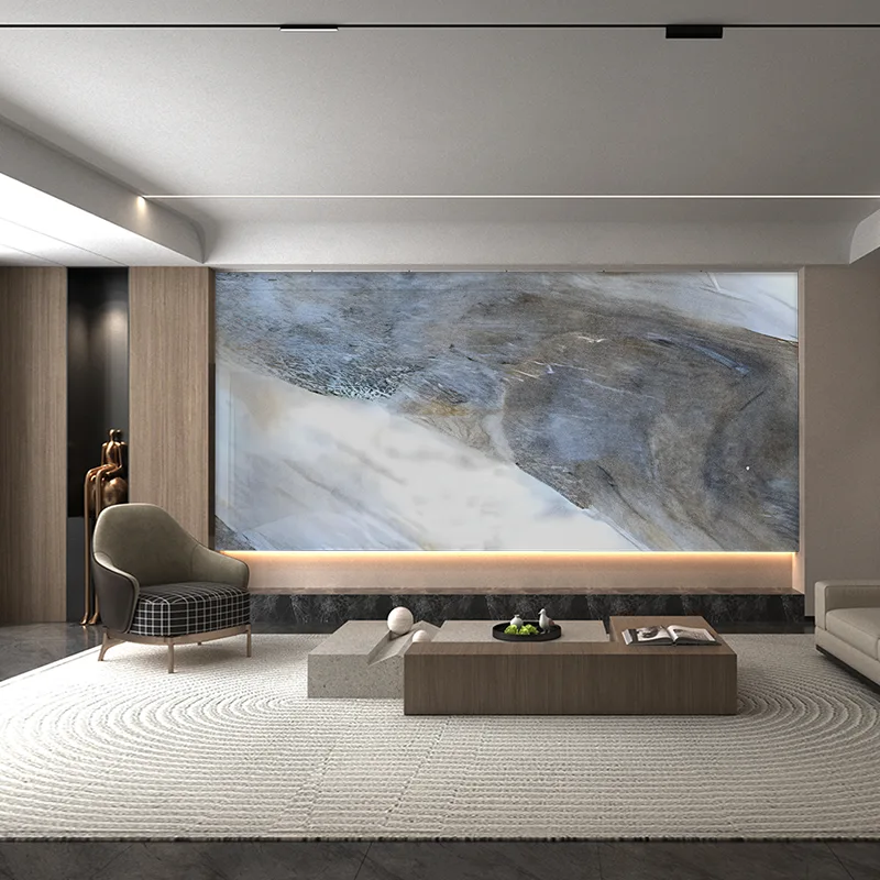 Зелена и синя серия мраморен стенен панел за фон